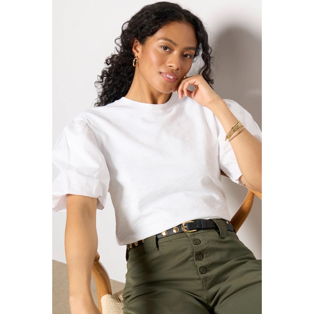 Nation LTD Paola Puff Sleeve Tee White XL‎ New With Tags